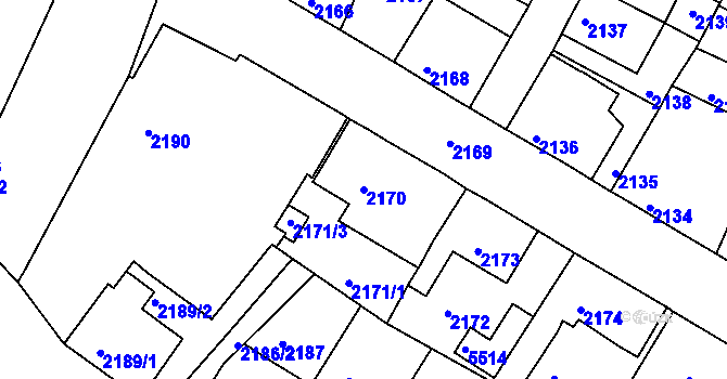 Parcela st. 2170 v KÚ Litoměřice, Katastrální mapa