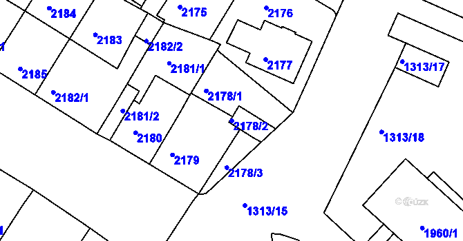 Parcela st. 2178/2 v KÚ Litoměřice, Katastrální mapa