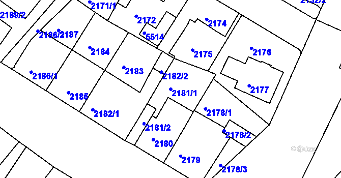 Parcela st. 2181/1 v KÚ Litoměřice, Katastrální mapa