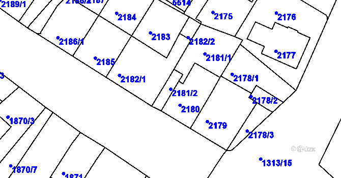 Parcela st. 2181/2 v KÚ Litoměřice, Katastrální mapa