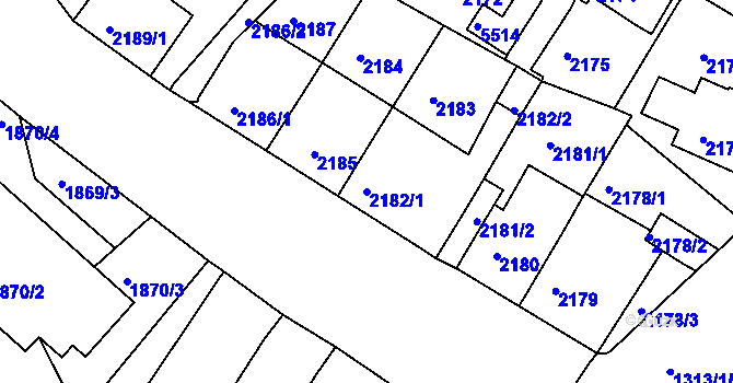 Parcela st. 2182/1 v KÚ Litoměřice, Katastrální mapa
