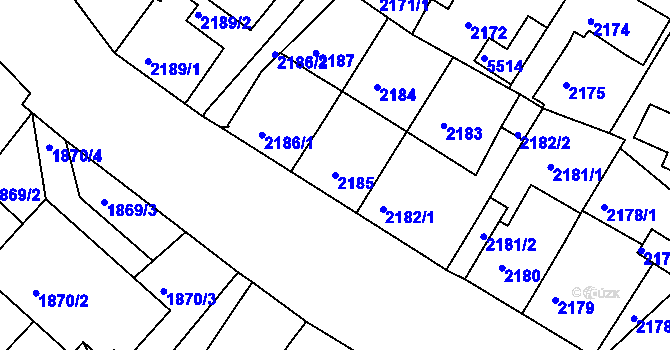 Parcela st. 2185 v KÚ Litoměřice, Katastrální mapa