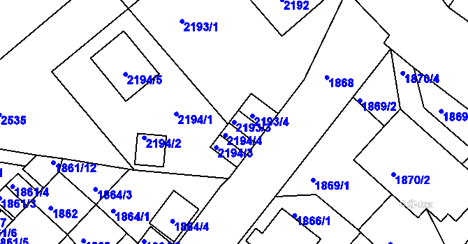 Parcela st. 2193/3 v KÚ Litoměřice, Katastrální mapa