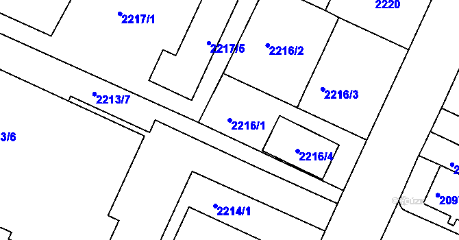 Parcela st. 2216/1 v KÚ Litoměřice, Katastrální mapa