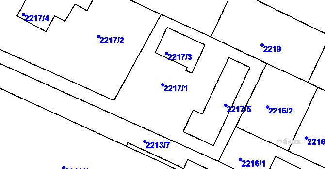 Parcela st. 2217/1 v KÚ Litoměřice, Katastrální mapa