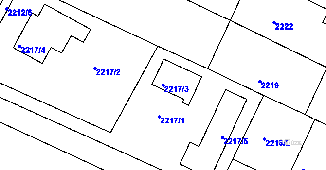 Parcela st. 2217/3 v KÚ Litoměřice, Katastrální mapa
