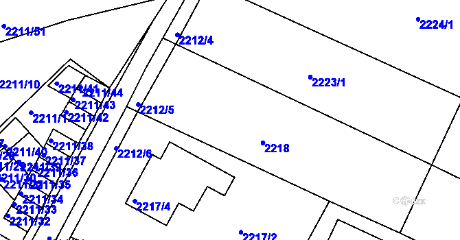 Parcela st. 2218 v KÚ Litoměřice, Katastrální mapa