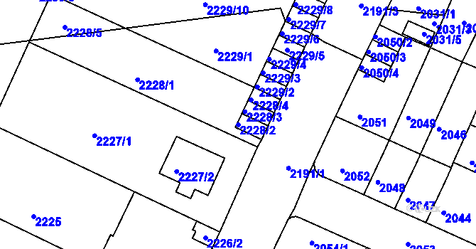 Parcela st. 2228/2 v KÚ Litoměřice, Katastrální mapa