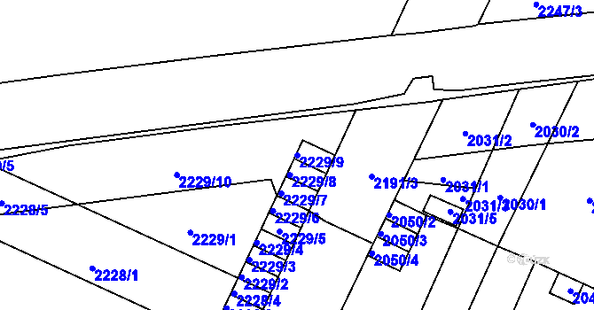 Parcela st. 2229/9 v KÚ Litoměřice, Katastrální mapa