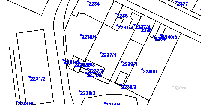 Parcela st. 2237/1 v KÚ Litoměřice, Katastrální mapa