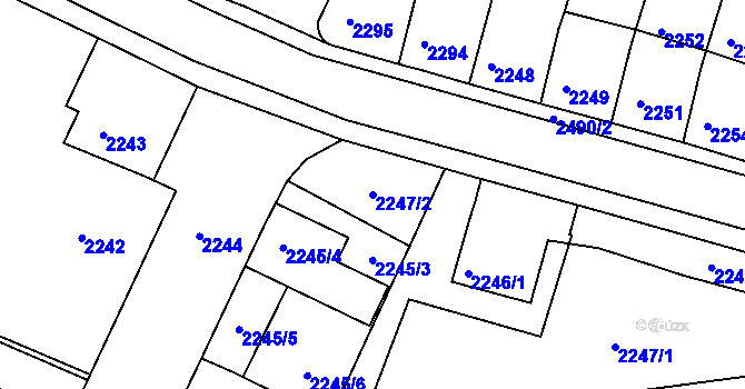 Parcela st. 2247/2 v KÚ Litoměřice, Katastrální mapa