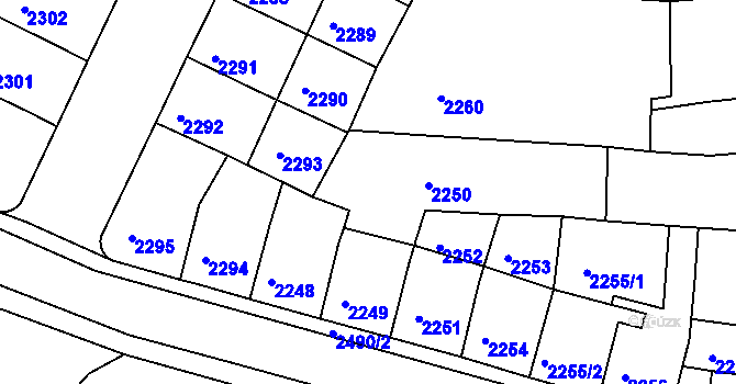 Parcela st. 2250 v KÚ Litoměřice, Katastrální mapa
