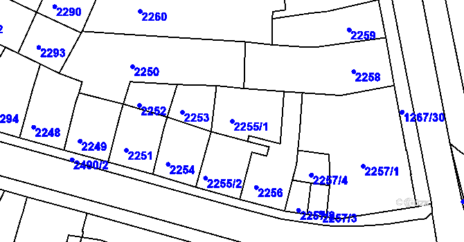 Parcela st. 2255/1 v KÚ Litoměřice, Katastrální mapa