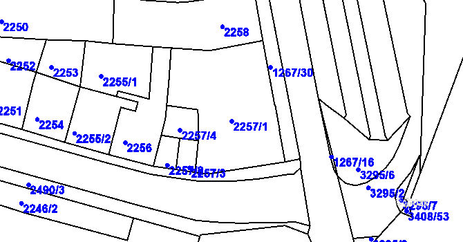 Parcela st. 2257/1 v KÚ Litoměřice, Katastrální mapa