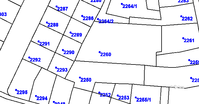 Parcela st. 2260 v KÚ Litoměřice, Katastrální mapa