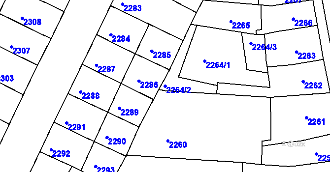Parcela st. 2264/2 v KÚ Litoměřice, Katastrální mapa