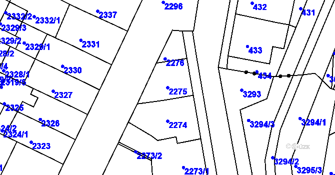 Parcela st. 2275 v KÚ Litoměřice, Katastrální mapa