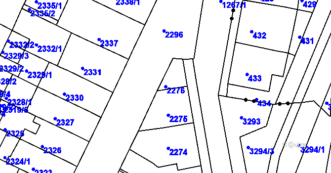 Parcela st. 2276 v KÚ Litoměřice, Katastrální mapa