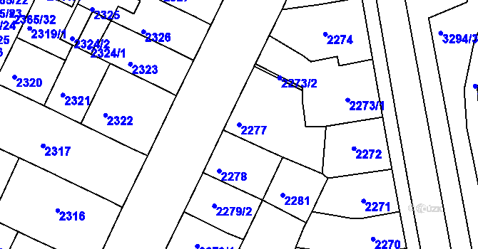Parcela st. 2277 v KÚ Litoměřice, Katastrální mapa