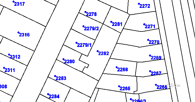Parcela st. 2282 v KÚ Litoměřice, Katastrální mapa