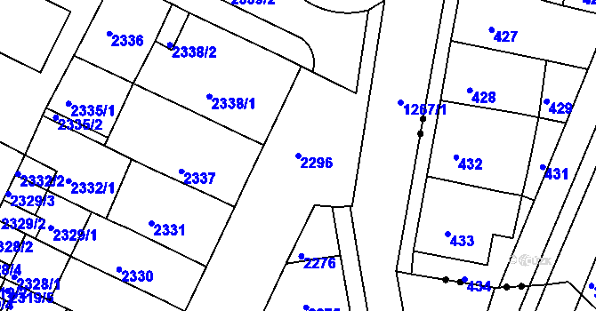 Parcela st. 2296 v KÚ Litoměřice, Katastrální mapa