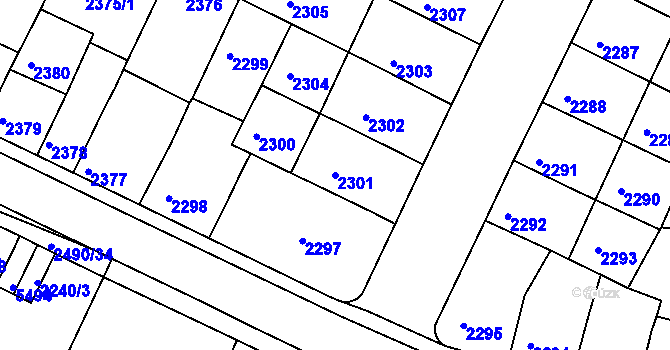 Parcela st. 2301 v KÚ Litoměřice, Katastrální mapa