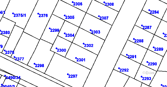 Parcela st. 2302 v KÚ Litoměřice, Katastrální mapa