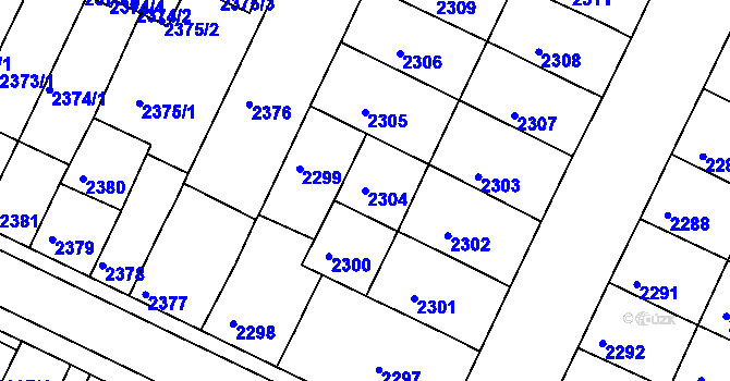 Parcela st. 2304 v KÚ Litoměřice, Katastrální mapa