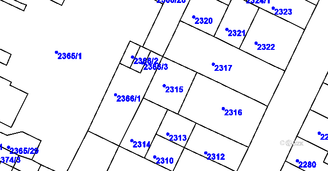 Parcela st. 2315 v KÚ Litoměřice, Katastrální mapa