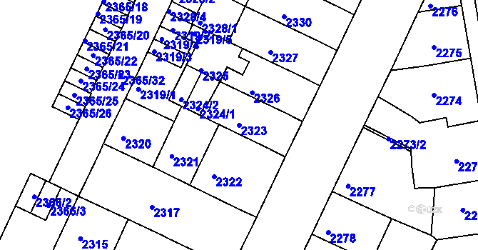 Parcela st. 2323 v KÚ Litoměřice, Katastrální mapa
