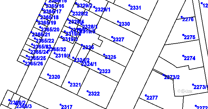 Parcela st. 2326 v KÚ Litoměřice, Katastrální mapa