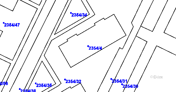 Parcela st. 2354/4 v KÚ Litoměřice, Katastrální mapa