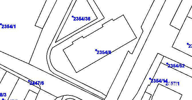 Parcela st. 2354/8 v KÚ Litoměřice, Katastrální mapa