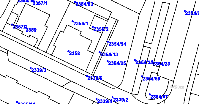 Parcela st. 2354/13 v KÚ Litoměřice, Katastrální mapa