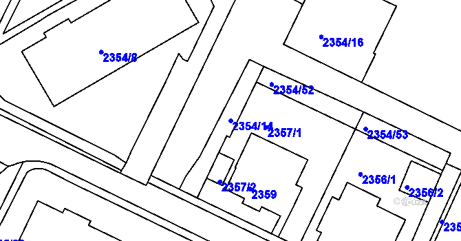 Parcela st. 2354/14 v KÚ Litoměřice, Katastrální mapa