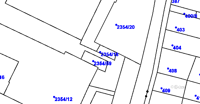 Parcela st. 2354/18 v KÚ Litoměřice, Katastrální mapa