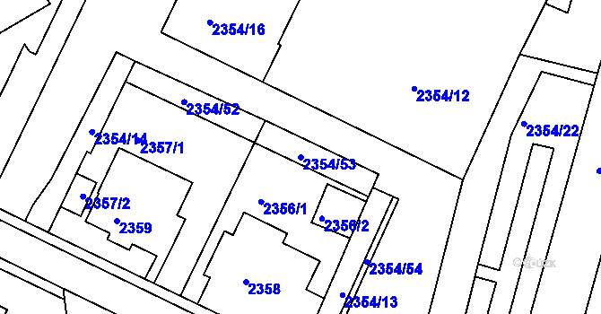 Parcela st. 2354/53 v KÚ Litoměřice, Katastrální mapa