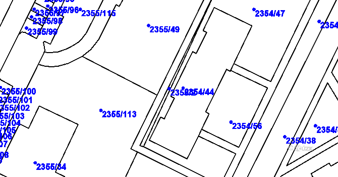 Parcela st. 2355/2 v KÚ Litoměřice, Katastrální mapa
