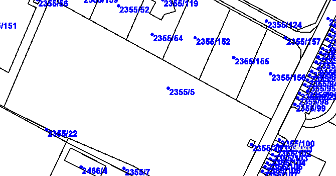 Parcela st. 2355/5 v KÚ Litoměřice, Katastrální mapa