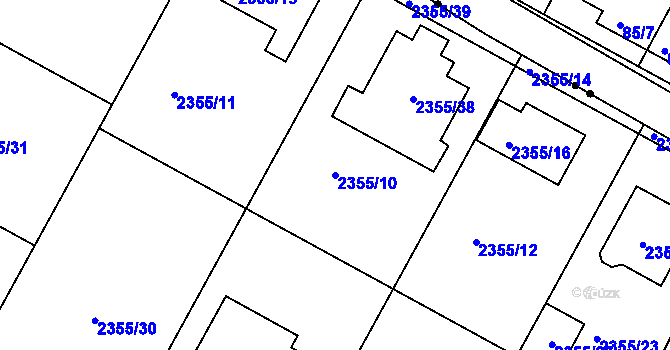 Parcela st. 2355/10 v KÚ Litoměřice, Katastrální mapa