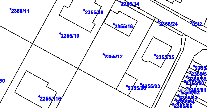 Parcela st. 2355/12 v KÚ Litoměřice, Katastrální mapa