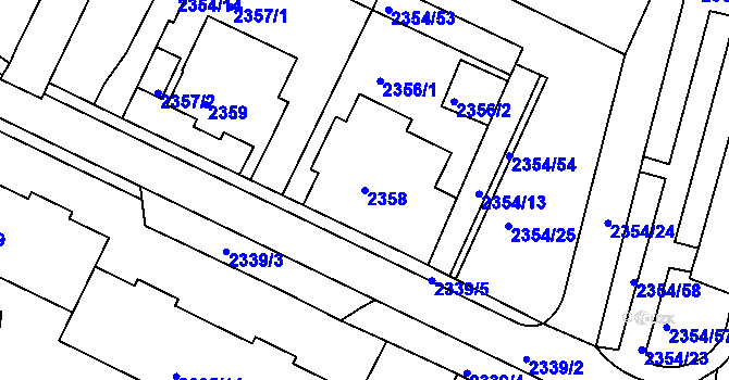Parcela st. 2358 v KÚ Litoměřice, Katastrální mapa