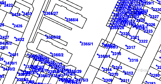 Parcela st. 2365/1 v KÚ Litoměřice, Katastrální mapa