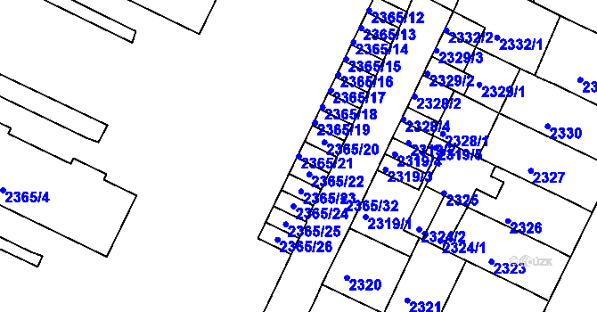 Parcela st. 2365/21 v KÚ Litoměřice, Katastrální mapa