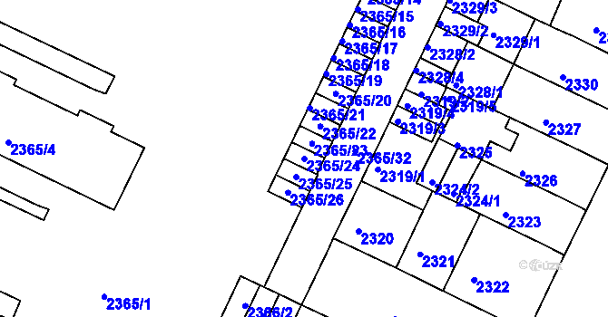 Parcela st. 2365/24 v KÚ Litoměřice, Katastrální mapa
