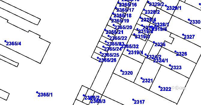 Parcela st. 2365/25 v KÚ Litoměřice, Katastrální mapa