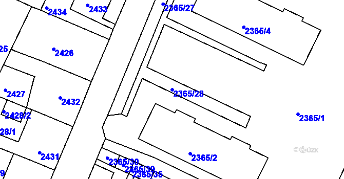 Parcela st. 2365/28 v KÚ Litoměřice, Katastrální mapa