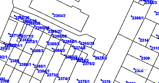 Parcela st. 2365/29 v KÚ Litoměřice, Katastrální mapa