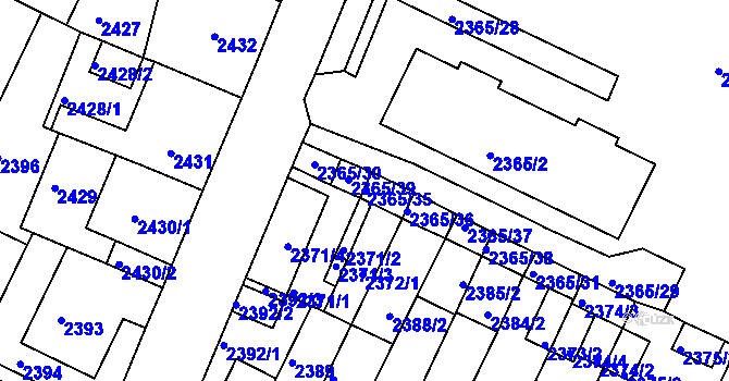 Parcela st. 2365/35 v KÚ Litoměřice, Katastrální mapa