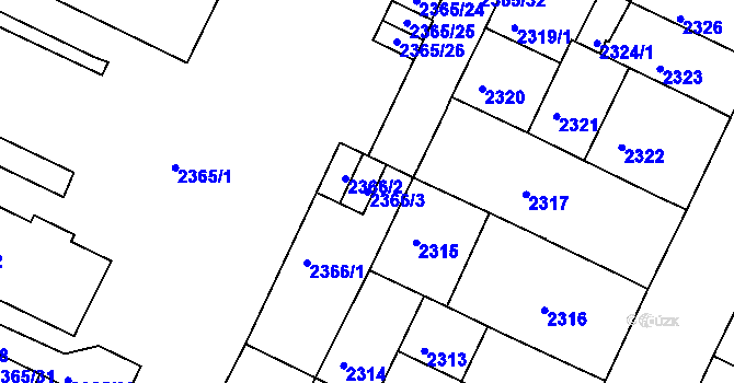 Parcela st. 2366/3 v KÚ Litoměřice, Katastrální mapa